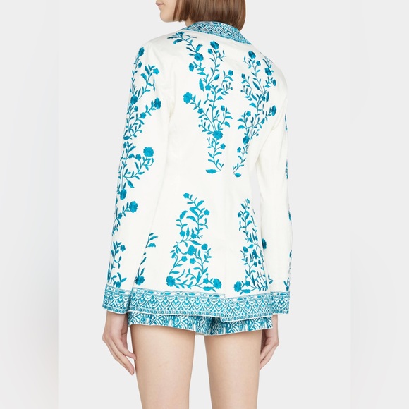 ALICE AND OLIVIA - EMBROIDERED OFFICE COLLARLESS CHRISELLE BLAZER - Picture 2 of 4